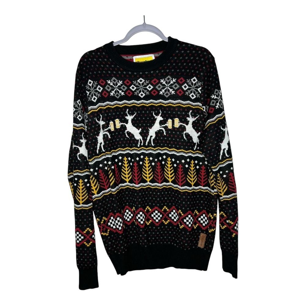 Tipsy Elves Sweater Mens XL Fair Isle Beer Reindeer Knit Pullover Crew Neck